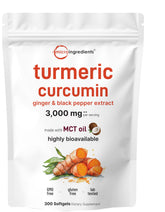 Micro Ingredients turmeric curcumin bottle highlighting 3000mg formula for daily wellness.