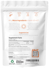Close-up of the Micro Ingredients D3 K2 label showing potency.