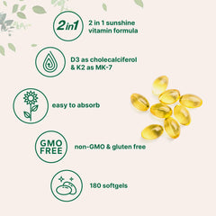 Micro Ingredients Vitamin D3 K2 softgels close-up—easy-to-swallow capsules.