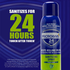 Close-up of Microban 24-hour sanitizing on hard surfaces