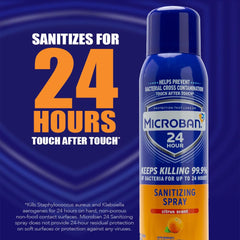 MICROBAN Sanitizing Spray on hard surfaces provides 24-hour bacteria kill for home use