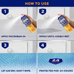 Microban sanitizing spray being dispensed onto a surface for quick sanitizing