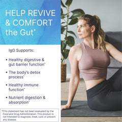 Mega IgG2000 powder mixed in water shows convenient digestion support.