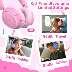 Midola Kids Headphones volume control with three safe levels protects hearing.