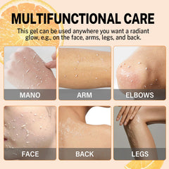 Miehoous Orange Exfoliating Gel texture swatch shows mild exfoliation.