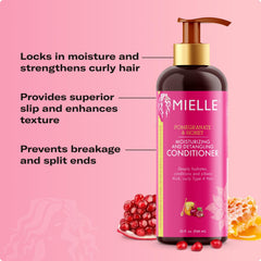 Dispense pump of Mielle Organics conditioner demonstrates smooth slip for detangling