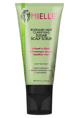 Mielle Organics Rosemary & Mint Sugar Exfoliating Scrub bottle provides a refreshing scalp cleanse.