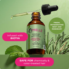 Mielle Rosemary & Mint Hair Oil ingredients include rosemary, tea tree, and jojoba for balanced care