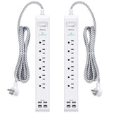 Mifaso 2-pack power strip with 6 outlets and 4 USB ports for versatile charging.