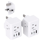 Mifaso 2-pack US to UK plug adapter front view with compact design.