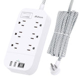 Mifaso power strip with flat plug, ideal for wall-mount and space saving