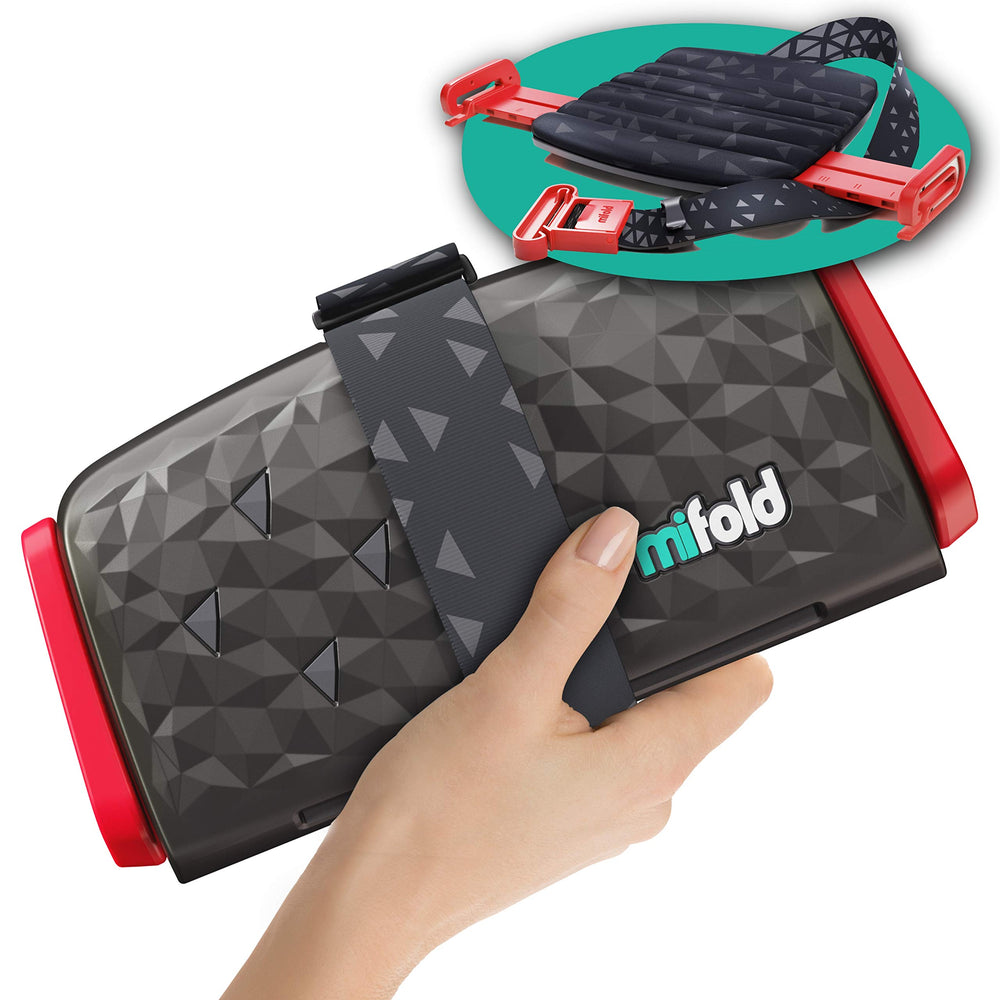 mifold comfort grab-and-go booster seat in compact design for everyday car trips