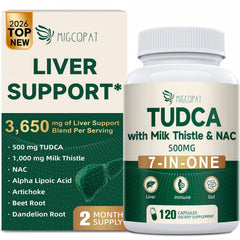 Migcopat 7-in-One Tudca bottle highlighting comprehensive liver support.