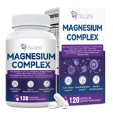 Migcopat Magnesium Complex bottle close-up showing vegan formula for daily calm and energy