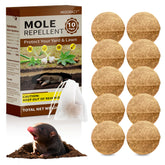 Migdracy mole-repellent ball on grass protects lawns from burrowing pests.