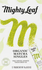 Mighty Leaf Matcha single-serve packet close-up with fine powder.