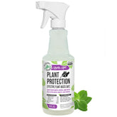 Mighty Mint spray bottle applied to a houseplant for pest deterrence