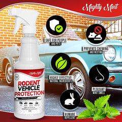 Mighty Mint spray in engine compartment deters rodents from wiring.