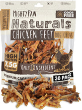 Mighty Paw Naturals chicken feet treats 30-pack, a natural protein-rich chew.