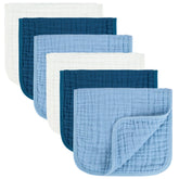 MIGIOL baby burp cloths in white and blue, soft muslin for gentle skin contact