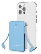 miisso 6000mAh ultra slim power bank with built-in cables for convenient charging on the go