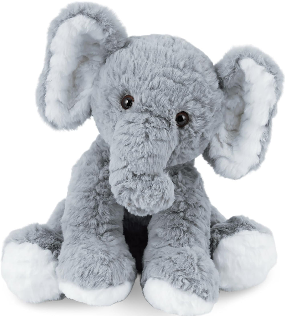 Mikee Fluffie Elephant plush, 12-inch soft toy for bedtime cuddles.