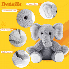 Mikee Fluffie Elephant being hugged, ideal for bedtime and comfort.