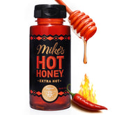 Mike's Hot Honey Extra Hot bottle front for bold spicy sweetness.