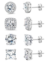 Milacolato cubic zirconia halo earrings with 18K white gold plating add daily sparkle.