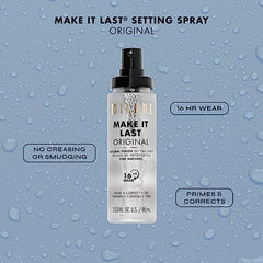 Milani Make It Last bottle close-up showing spray mist for setting makeup.