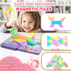 Milarji Mini Macaron Tiles travel case keeps play organized on trips.