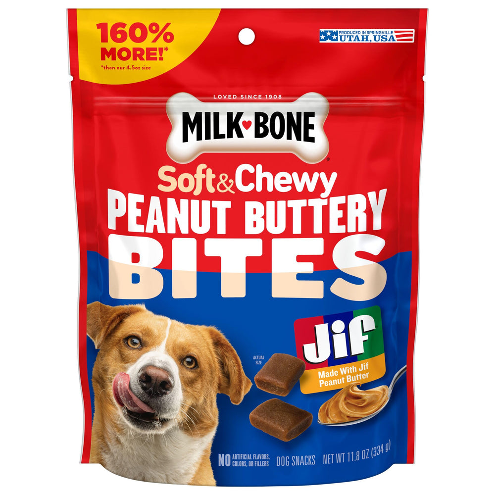Milk-Bone Peanut Buttery Bites bag with soft chewy treats for daily rewards