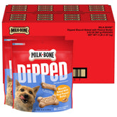Milk-Bone Peanut Butter Dipped Biscuits two-pack, crunchy treats that help freshen breath.