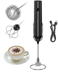 Rechargeable Milk Frother Handheld demonstrates compact design for quick at-home foaming.