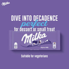 Milka Alpine Milk chocolate bars front, premium snack