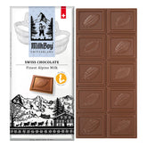 Milkboy Swiss Chocolates bar packaging art highlights gift-ready design.