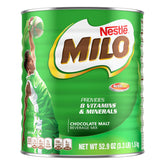 MILO chocolate malt beverage can three-point-three-pound ready for family breakfast.