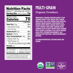 Milton's Craft Bakers Multi-Grain Crackers close-up shows seeds and grains for savory crunch.