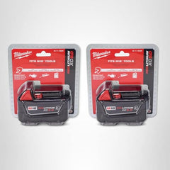 Milwaukee 48-11-1850R battery gauge display highlights extended capacity for tools.
