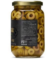 Mina Sliced Green Olives pack shot showcasing convenient ready-to-use flavorful slices