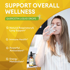 Label highlights five-in-one formula of Minch Quercetin Liquid Drops.