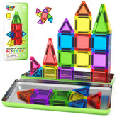 Minecftoy 40pcs mini magnetic tiles with travel case for on-the-go play