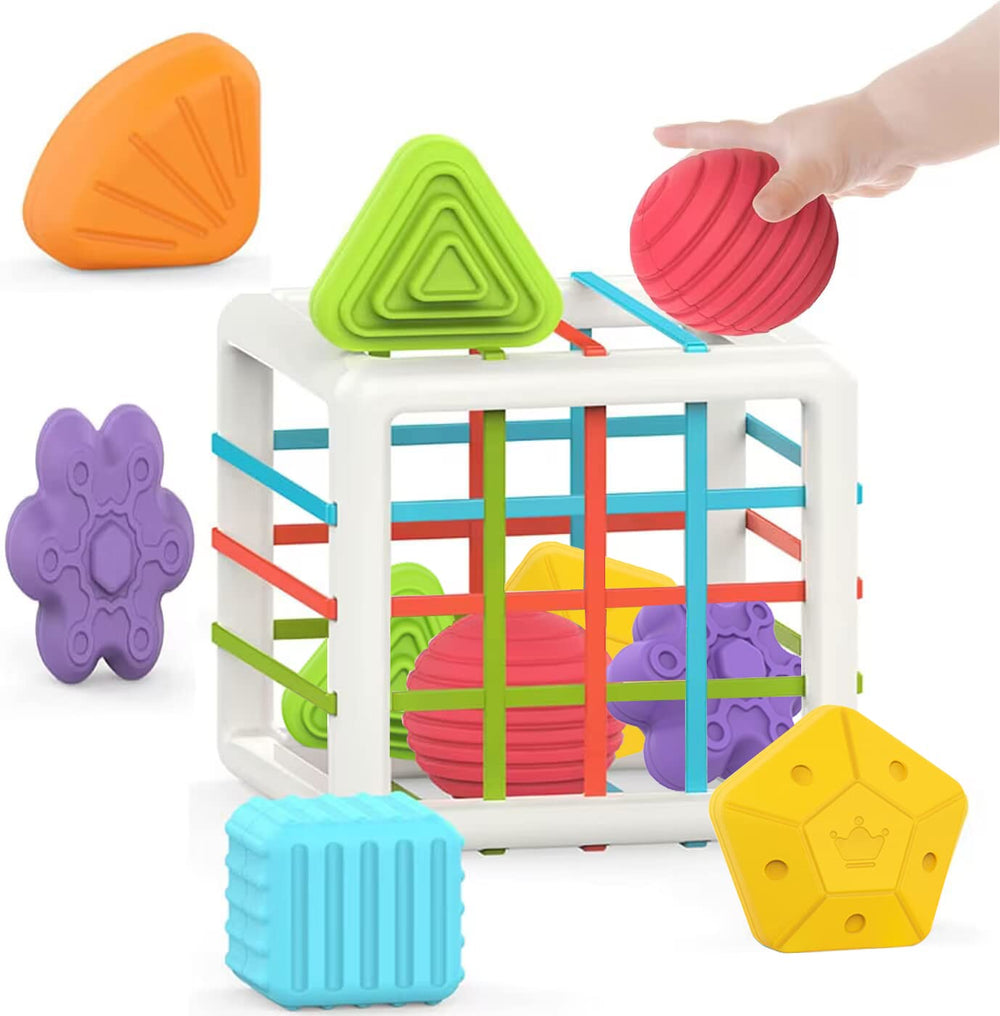 MINGKIDS Montessori sensory shapes six blocks invite color and shape recognition.