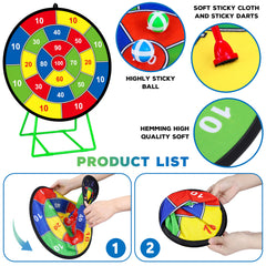MINIFUN double-sided dart board ready for two game modes