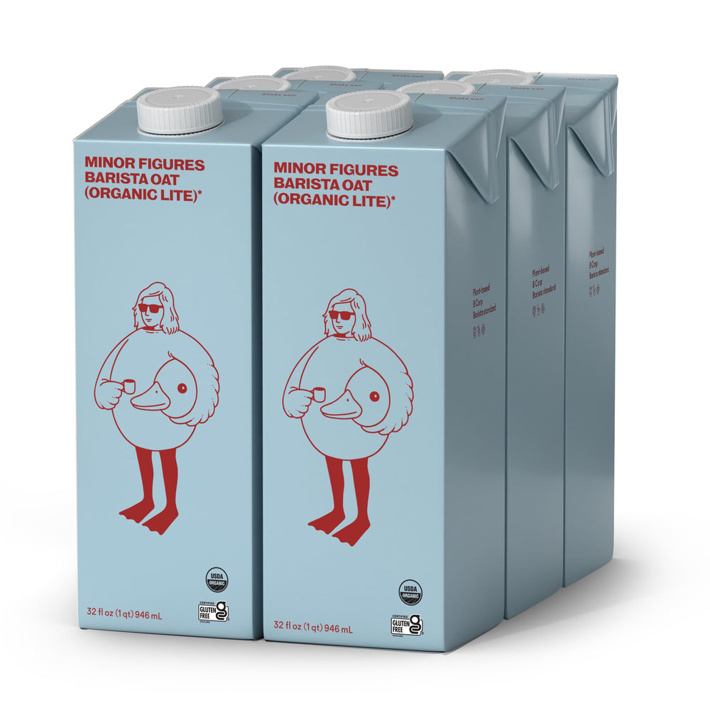 Minor Figures Light Oat Milk Barista Standard carton front creates creamy coffee.