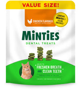 Emballage Minties poulet pour chats, pratique et repérable.