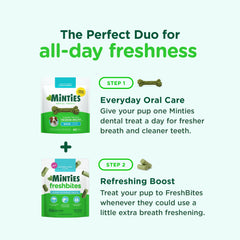Minties FreshBites seven point five calories per chew highlighted.
