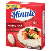 Minute Instant White Rice box front showcases quick dinner potential.