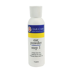 Miracle Care ear powder 12g bottle helps keep dogs' and cats' ears clean and dry.