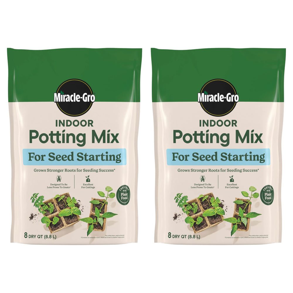 Miracle-Gro Indoor Potting Mix seed starting 8 qt 2-pack ready for germination